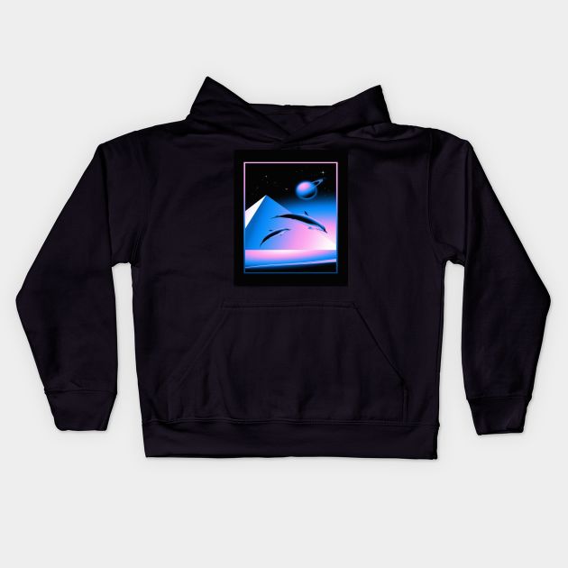 Retro Dolphins Kids Hoodie by joshsmith